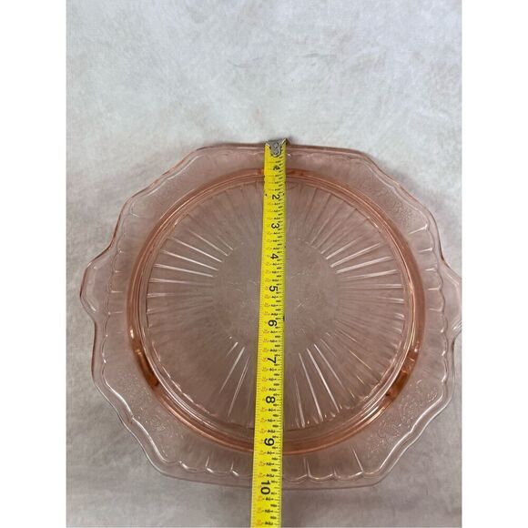 Vintage Pink Depression Glass Footed Platter - Picture 7 of 7
